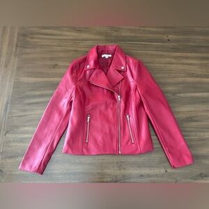 Daily Thread Faux Leather Red Moto Jacket Size Small NWT